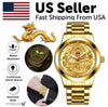Business Gift Waterproof Gold Men's Diamond Quartz Watch Classic Stainless Steel