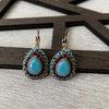 Classic Teardrop Resin Earrings for Women, Vintage Artificial Turquoise Rhinestone Hook Earrings, Gift for Loved Ones and Friends, Birthday Party Gift