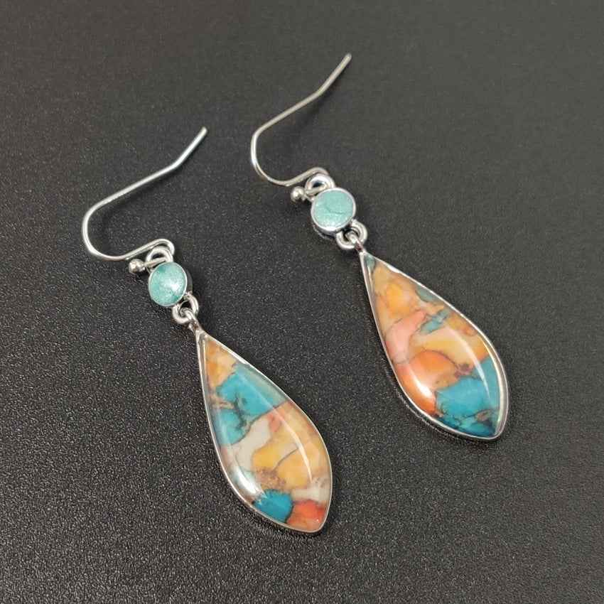 European And American Earrings Vintage Multicolored Glazed Ear Hooks