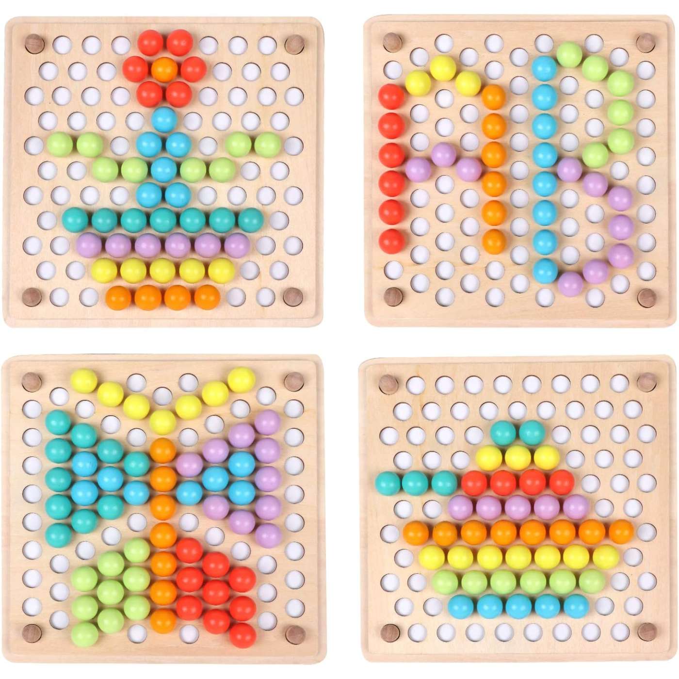 Wooden Peg Board Toy - Montessori Learning Game for Toddlers, Color Sorting & Stacking Educational Toy for Kids, Fine Motor Skills Development, Perfect Gift for Girls and Boys