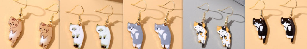 Cute Kitten Cartoon earrings for Girl With Flower – Adorable Gift Jewelry