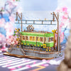 Rolife Sakura Journey Tram Car Puzzle - Creative 3D Wooden Model Gift for Teens