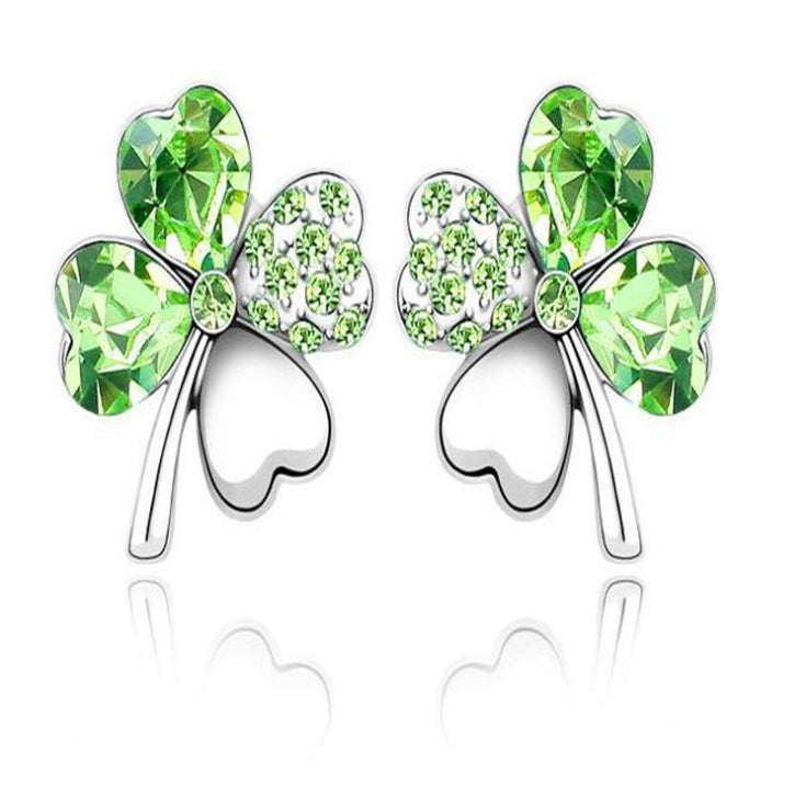 Four Leaf Clover Earrings Crystal Lucky Charm Jewelry