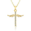 Angel Wings Cross Pendant Necklace For Woman With O Type Stainless Steel Chain Necklace Jewelry Gift