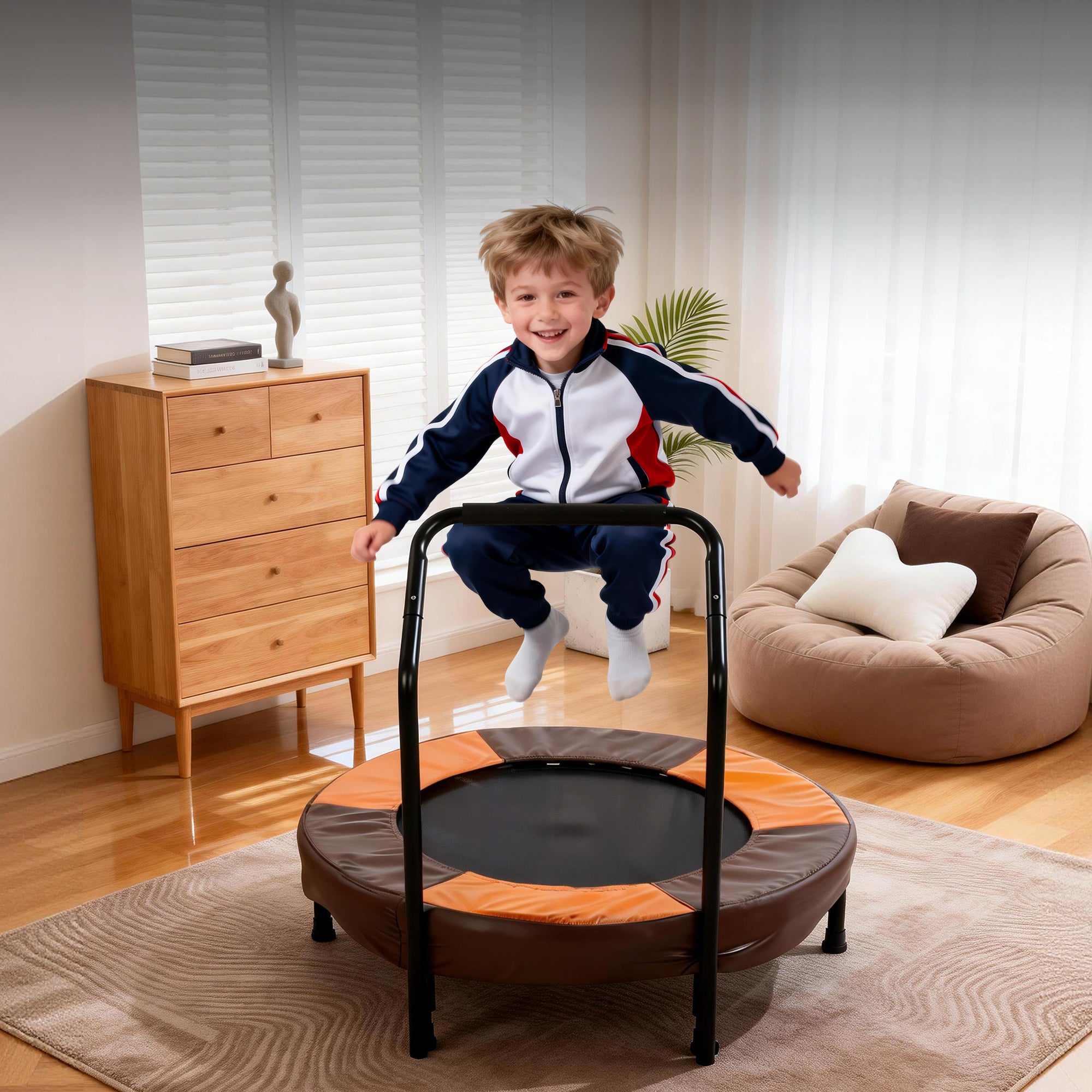 36 Inch Mini Trampoline for Kids - Foldable Indoor & Outdoor Rebounder with Foam Handle, Safe Thickened Cover, Easy to Assemble, Perfect Birthday Gift for Ages 1-6