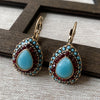 Classic Teardrop Resin Earrings for Women, Vintage Artificial Turquoise Rhinestone Hook Earrings, Gift for Loved Ones and Friends, Birthday Party Gift