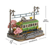 Rolife Sakura Journey Tram Car Puzzle - Creative 3D Wooden Model Gift for Teens