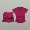 2 Pcs HISTELLO Impact Sports Sets Short Sleeve Seamless Yoga Top Fitness Set Women Workout Running Sports Shorts Gym Suit