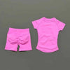 2 Pcs HISTELLO Impact Sports Sets Short Sleeve Seamless Yoga Top Fitness Set Women Workout Running Sports Shorts Gym Suit